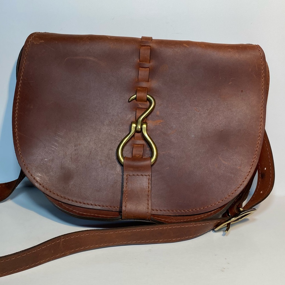 J. Peterman Leather Crossbody Shoulder Bag.